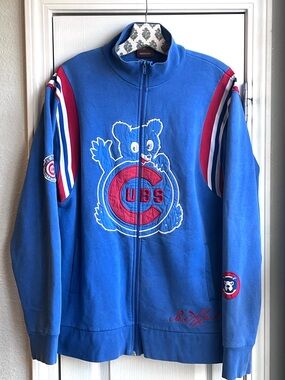 Red Jacket Chicago Cubs Clark Mascot Track Jacket Full Zip MLB Blue Red Size 6